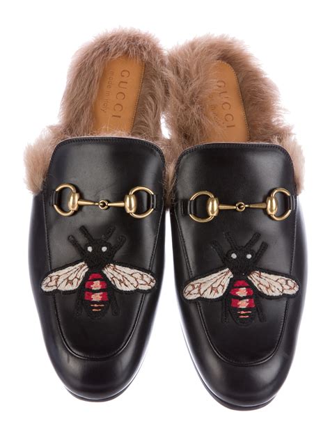 gucci princeton fur|Gucci leather slippers.